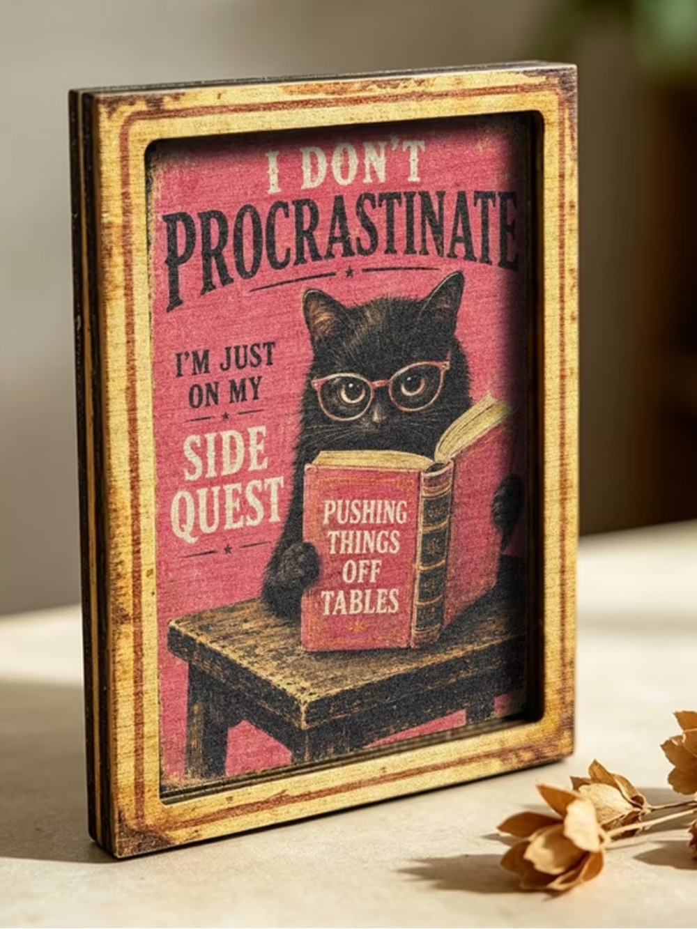 I Don't Procrastinate Pink Side Quest Magnet – Book Lover Humor